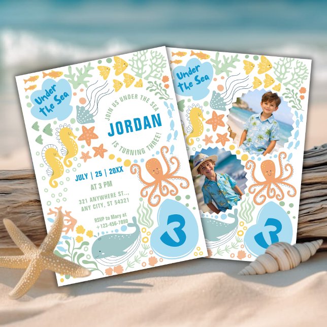 Invitation d'anniversaire pour garçons : Sous la m (Créateur téléchargé)