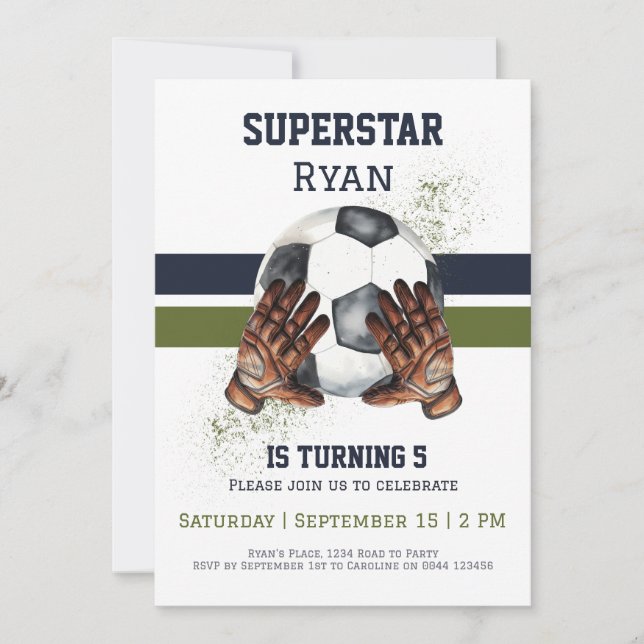 Invitation d'anniversaire pour garçons sportifs (Devant)