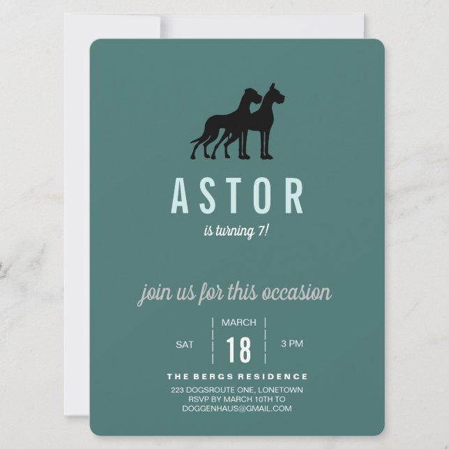 Invitation d'anniversaire pour Grand Danois (Devant)