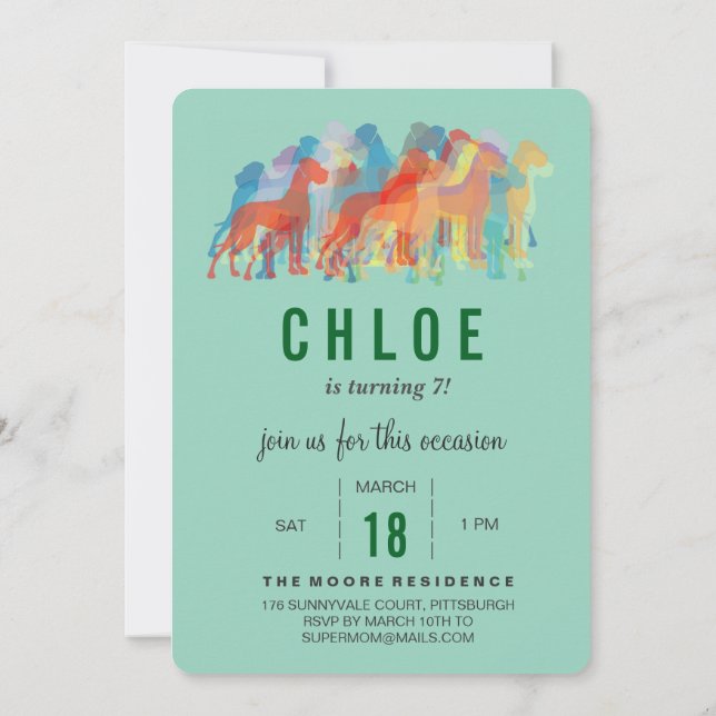 Invitation d'anniversaire pour Grand Danois (Dos)