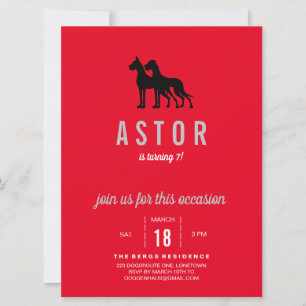 Invitation d'anniversaire pour Grand Danois