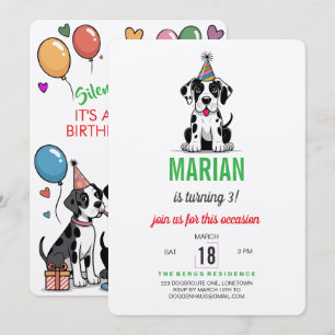 Invitation d'anniversaire pour Grand Danois