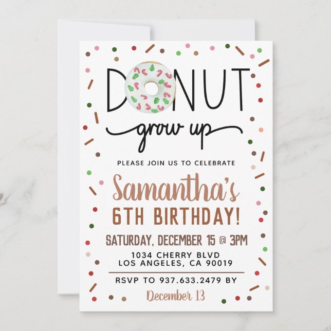 Invitation d'anniversaire pour grandir Donut de No (Devant)