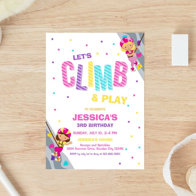 Invitation d'anniversaire pour grimper et jouer à  (Créateur téléchargé)
