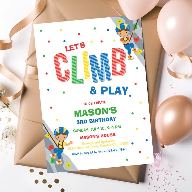 Invitation d'anniversaire pour grimper et jouer à  (Créateur téléchargé)