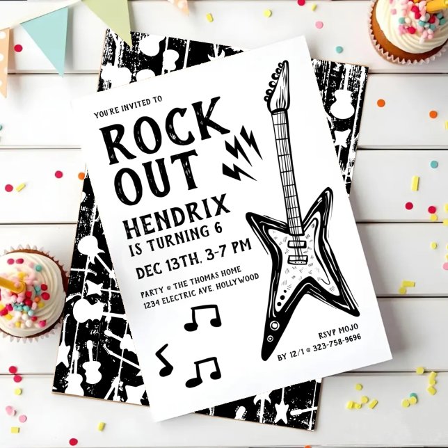 Invitation d'anniversaire pour guitariste Rock and (Créateur téléchargé)