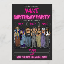 Invitation d'anniversaire pour Homies Chicana d'an