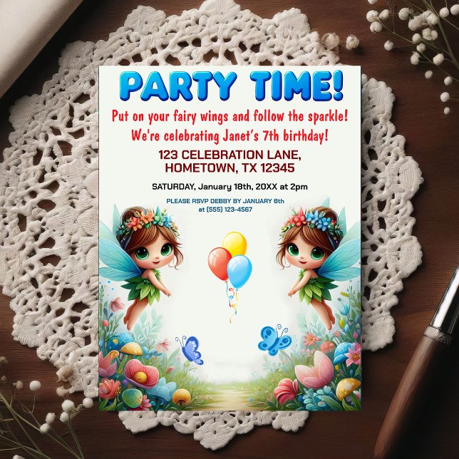 Invitation d'anniversaire pour jardin de fées ench (Créateur téléchargé)