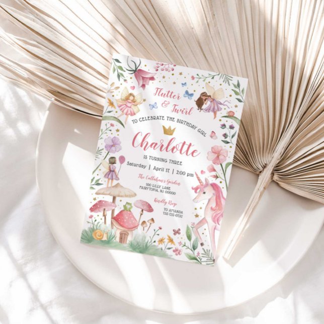 Invitation d'anniversaire pour jardin de fées ench (Créateur téléchargé)