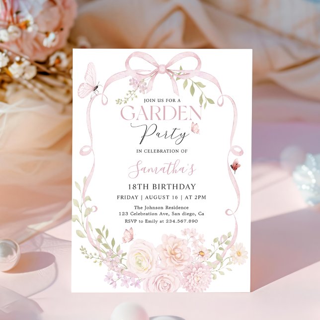 Invitation d'anniversaire pour jardin floral avec  (Créateur téléchargé)