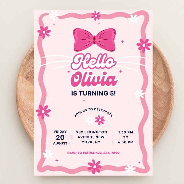 Invitation d'anniversaire pour joli petit chat, in (Créateur téléchargé)