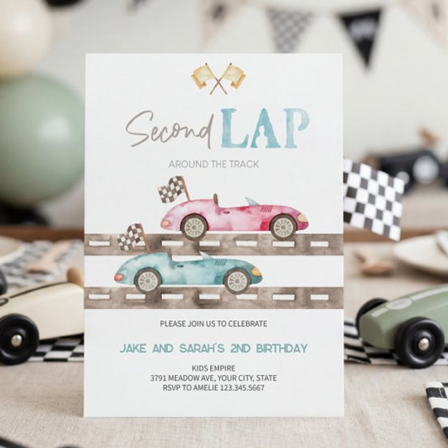 Invitation d'anniversaire pour jumeaux de course a (Créateur téléchargé)