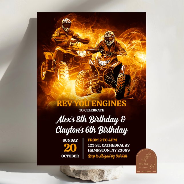 Invitation d'anniversaire pour jumeaux pour quad t (Créateur téléchargé)