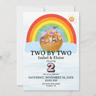 Invitation d'anniversaire pour jumelles Deux par D