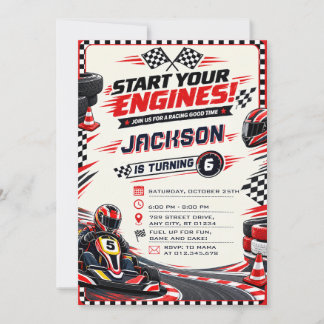 Invitation d'anniversaire pour karting moderne per