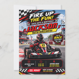 Invitation d'anniversaire pour karting personnel