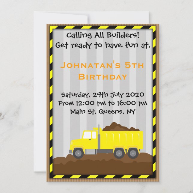 Invitation d'anniversaire pour la construction de  (Devant)