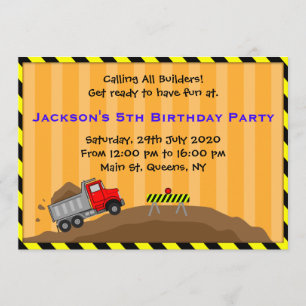 Invitation d'anniversaire pour la construction de 