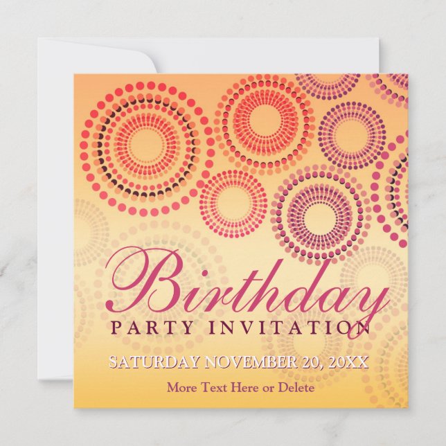 Invitation d'anniversaire pour la fête de feux d'a (Devant)