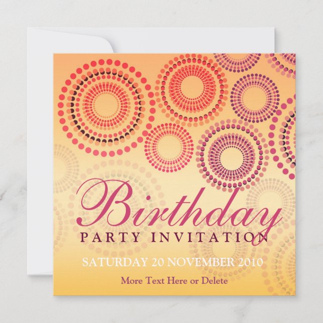 Invitation d'anniversaire pour la fête de feux d'a (Devant)