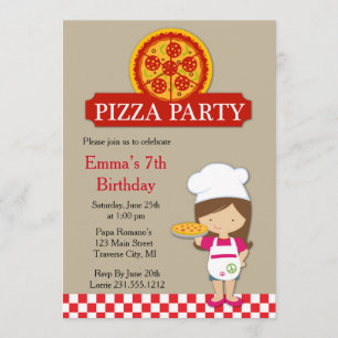 Invitation d'anniversaire pour la fête des pizzas