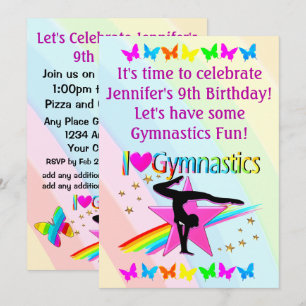 INVITATION D'ANNIVERSAIRE POUR LA GYMNASTIQUE J'AD