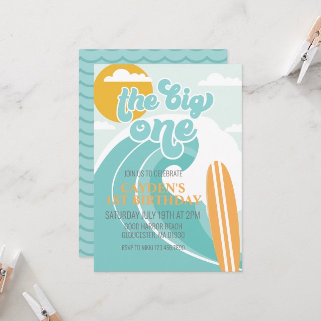 Invitation d'anniversaire pour la plage de la gros (Devant/Arrière en situation)