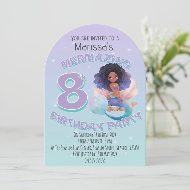 Invitation d'anniversaire pour l'âge de la Sirène  (Debout devant)