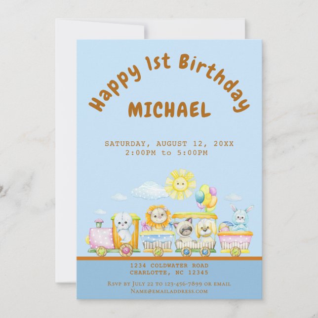 Invitation d'anniversaire pour le 1er anniversaire (Devant)