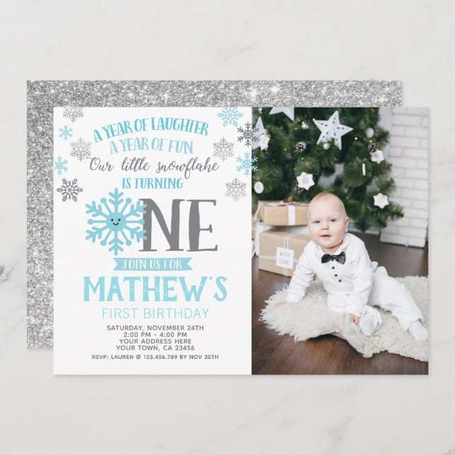 Invitation d'anniversaire pour le 1er anniversaire (Devant / Derrière)