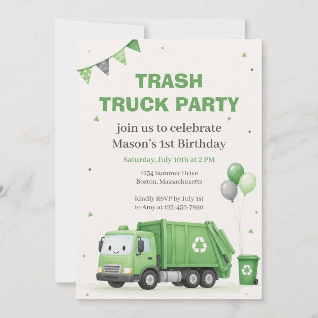 Invitation d'anniversaire pour le 1er anniversaire (Devant)