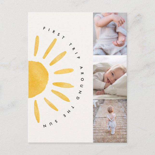 Invitation d'anniversaire pour le 1er tour de sole (Devant)