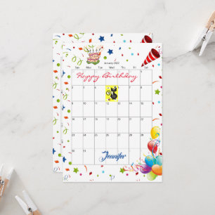 Invitation d'anniversaire pour le calendrier de ja