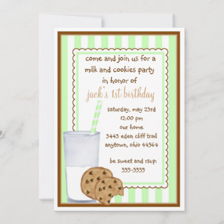 Invitation d'anniversaire pour le lait et les bisc
