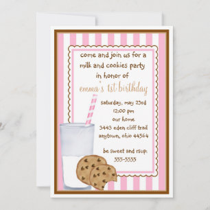 Invitation d'anniversaire pour le lait et les bisc