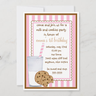 Invitation d'anniversaire pour le lait et les bisc