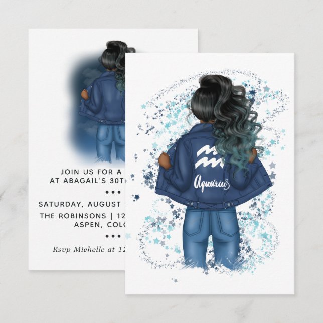 Invitation d'anniversaire pour le signe du zodiaqu (Devant / Derrière)