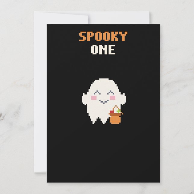 Invitation d'anniversaire pour le Spooky One Pixel (Devant)