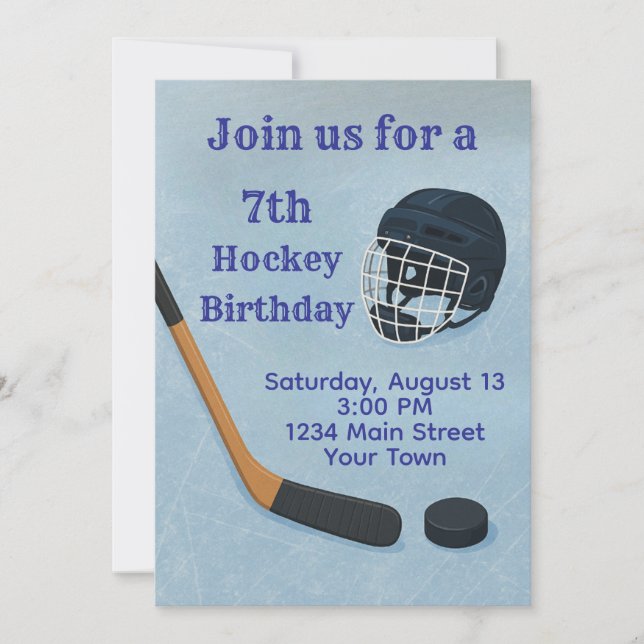 Invitation d'anniversaire pour le sport de hockey (Devant)