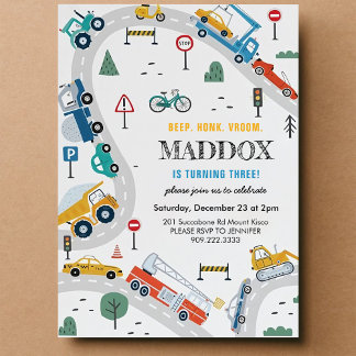 Invitation d'anniversaire pour le transport de cam