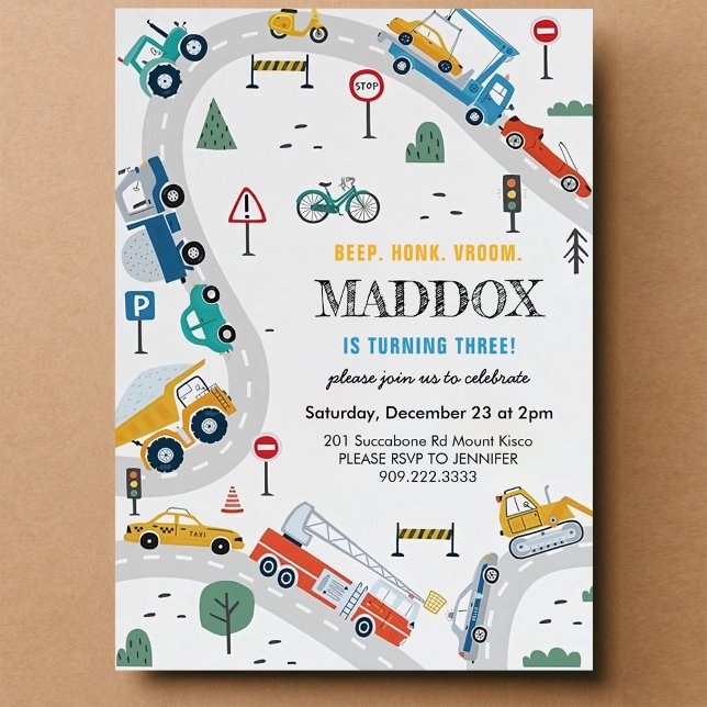 Invitation d'anniversaire pour le transport de cam (Créateur téléchargé)