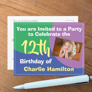 Invitation d'anniversaire pour les 12 ans avec car