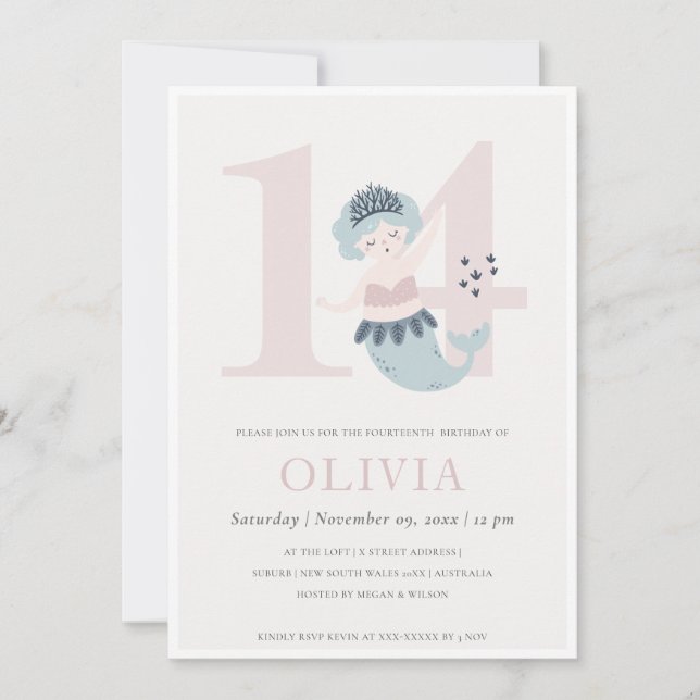 Invitation d'anniversaire pour les 14 ans de petit (Devant)