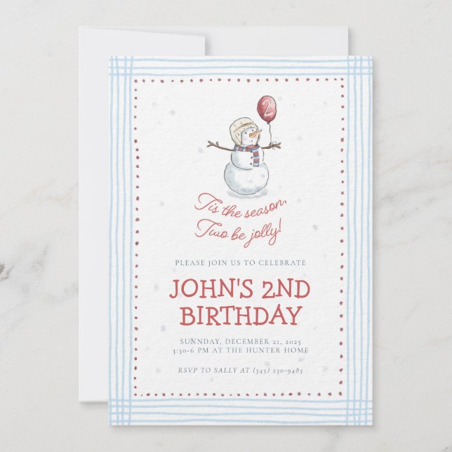 Invitation d'anniversaire pour les 2 ans de bonhom (Devant)