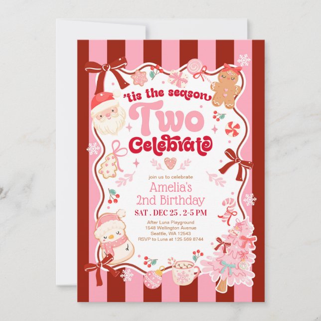 Invitation d'anniversaire pour les 2 ans de Noël (Devant)