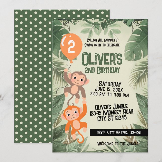 Invitation d'anniversaire pour les 2 ans de tous l (Devant / Derrière)