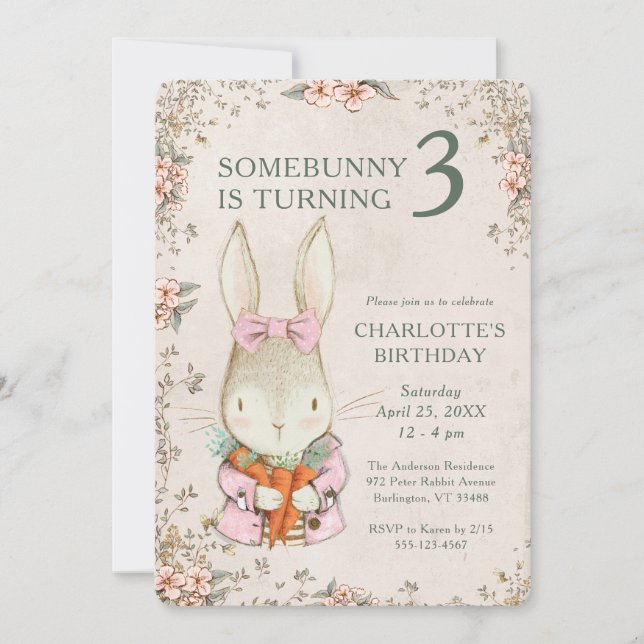 Invitation d'anniversaire pour les 3 ans de Somebu (Devant)