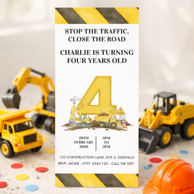 Invitation d'anniversaire pour les 4 ans sur le th (Créateur téléchargé)