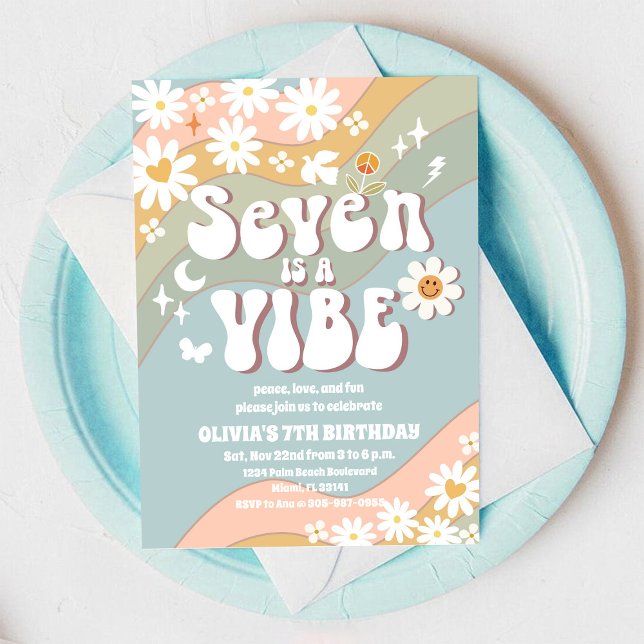 Invitation d'anniversaire pour les 7 ans sur le th (Créateur téléchargé)