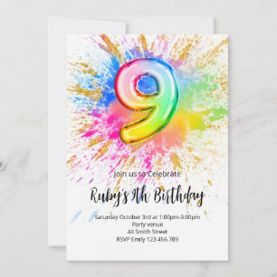 Invitation d'anniversaire pour les 9 ans sous l'ar